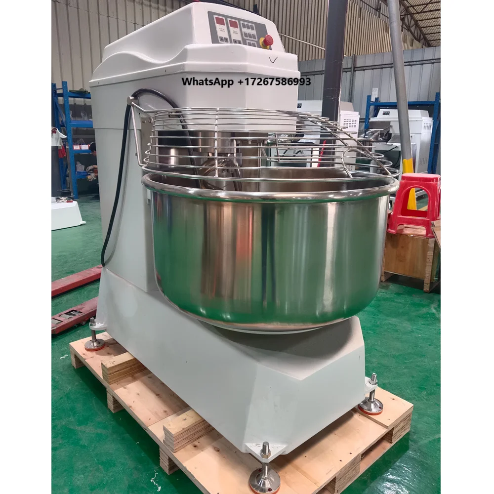 Heavy Spiral Dough Mixer 50kg Dough Maker Stainless Steel Blende Cooking Bakery Mixer 130L Mixer