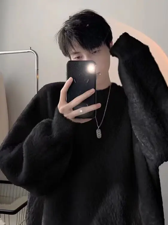 

Cleanfit Camere Men's Sweater Autumn Winter Loose Couple Knitted irt Milk White Lazy Sle Thiened Korean Sle Casual ...