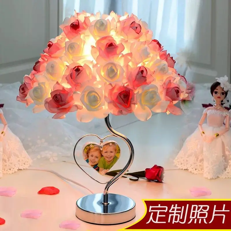 

Crystal lamp wedding room decoration bedside lamp lamp European warm rose wedding gift