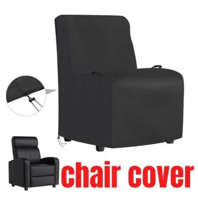 Black Waterproof 600D Oxford Chair Cover With Side Zipper Heavy