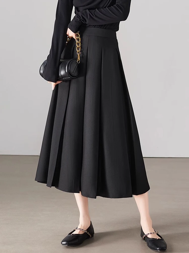 

Elegant Office Lady Pleated Long Skirt Women's Clothing Sales 2024 New Collection Autumn Versatile Fashion Slim Umbrella Skirts