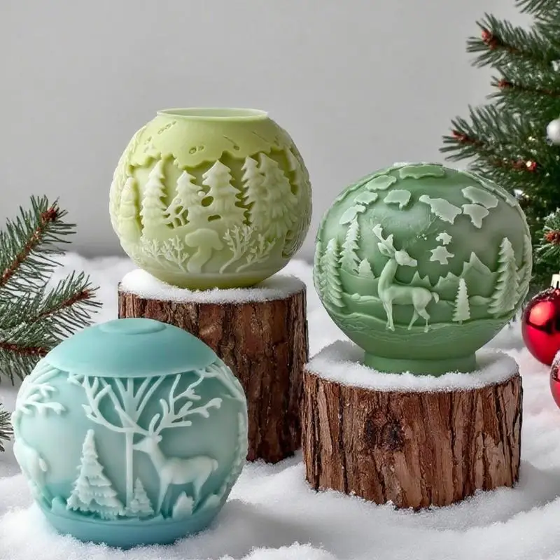 

G6KF Holiday DIY Soap Making Mold Silicone Christmas Ball Crafting Supplies