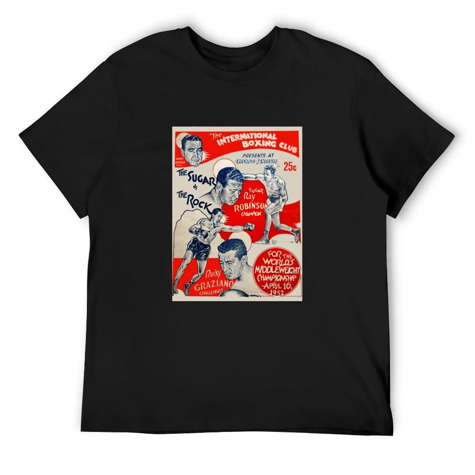 

1952 Vintage Boxing Poster T-Shirt plus size clothes blue lock football t shirt sweat shirts, men