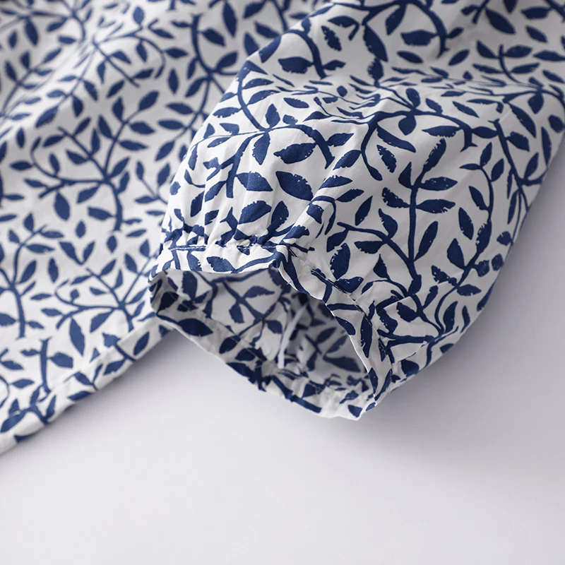 예술적인 꽃무늬 프린트 여성용 여름 디자인 독특한 안티에이징 5부 소매 트렌디한 코튼 린넨 혼방 탑