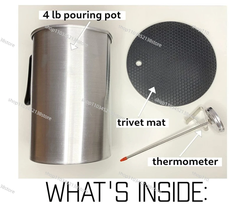 3 Liter Candle Wax Melting Pot Set Melting/Pouring Pot Coaster Thermometer Pour Pot Candle Melting Cup