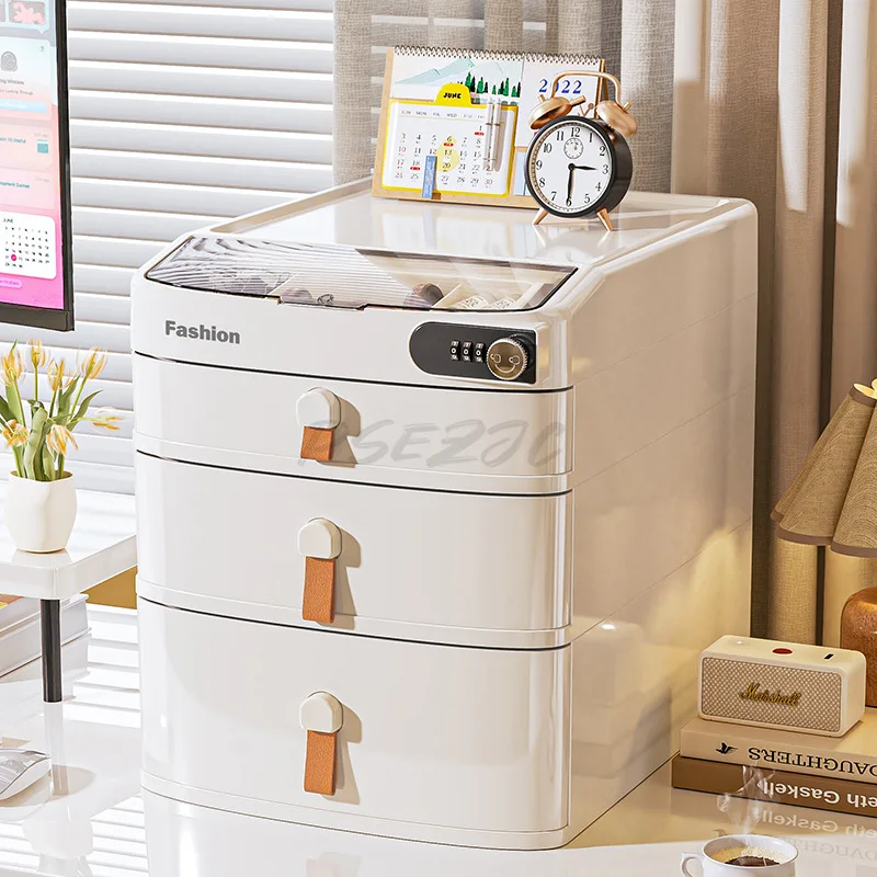 صندوق تخزين مكتبي على شكل درج، خزانة مكتبية مع كلمة مرور، صندوق قرطاسية متعدد الوظائف ورف تخزين متنوع #3