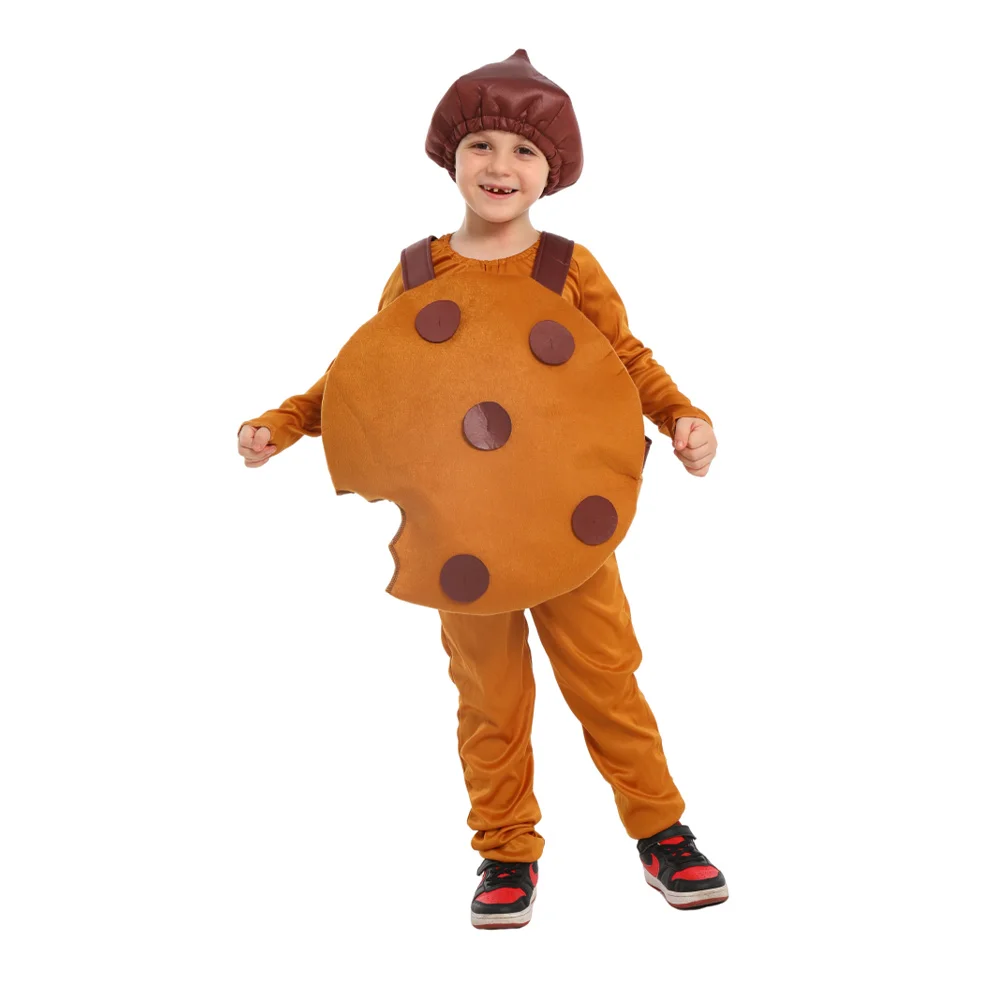 Kinderen Koekjes Chocolade Cosplay Kostuum Kinder Kerst Prestaties Bruine Kleding Hoed Outfits Halloween Carnaval Feestpak