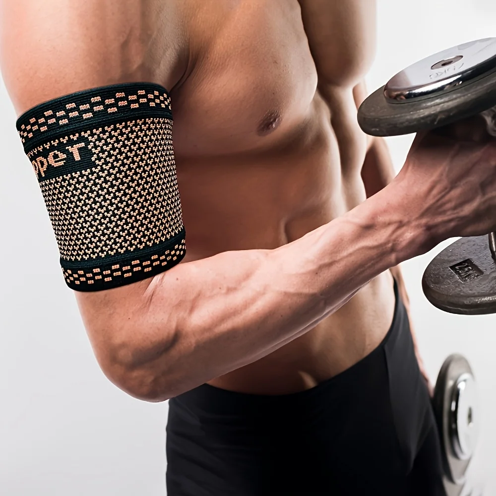 

1pc Copper Elbow Compression Sleeve, Suitable for Men And Women Arm Support - Muscle Restraint Compression