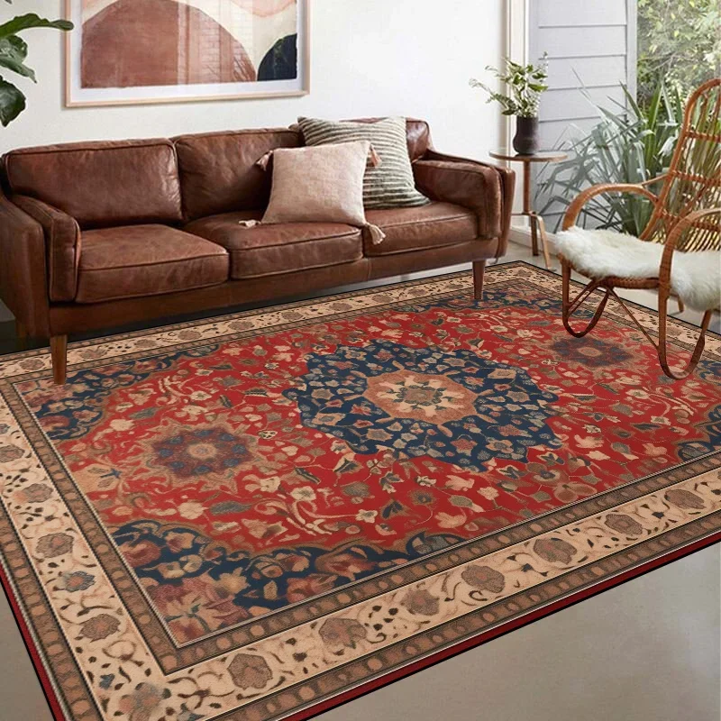 Neoclassical Carpets Turkish Persian Rug for Living Room Bedside Bedroom Vintage Floor Mat Entrance Doormat Carpet Large Rug