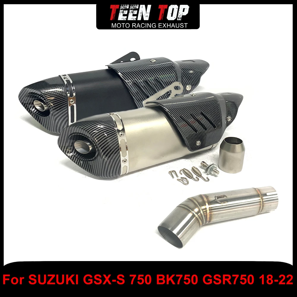 

Slip-on Exhaust For SUZUKI GSX-S 750 BK750 GSR750 Middle Link Pipe Exhaust Muffler Motorcycle Stainless Steel GSR750 2018-2022