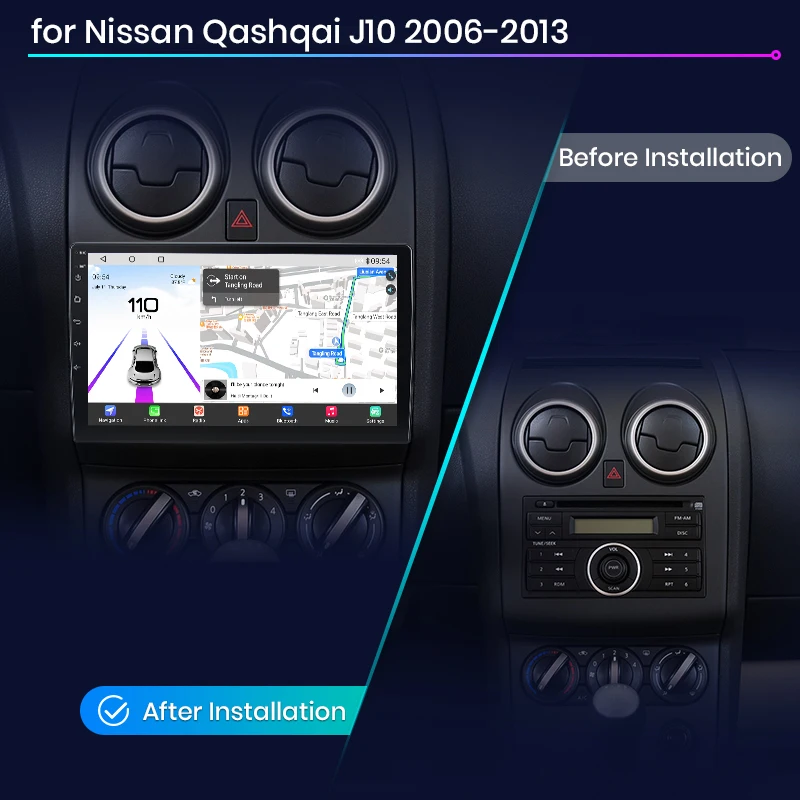 Junsun Qualcomm chip 8-Core Android 13 Car Radio For Nissan Qashqai J10 2006-2013 CarPlay Autoradio Stereo Screen Multimedia 4G