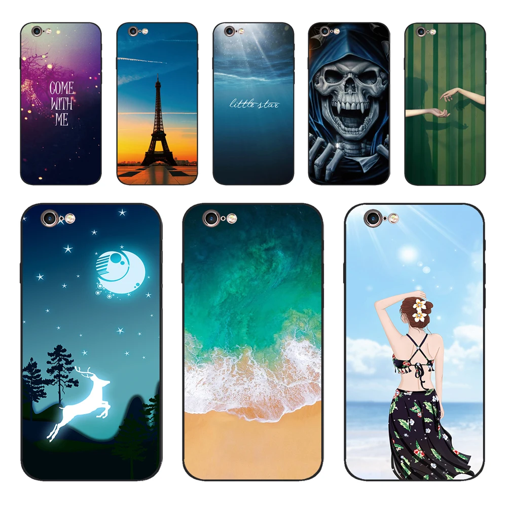 Capa para iphone 5 5S se capa de silicone tpu padrão dos desenhos animados coque para iphone 6s capa para iphone 6s 5 s fundas