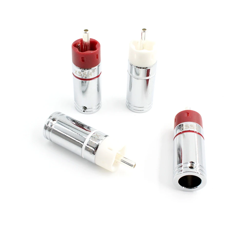 High Quality Hifi DIY Silver plated or Gold Plated Brass Male Audio RCA plug connector jack for 9mm max audio cable