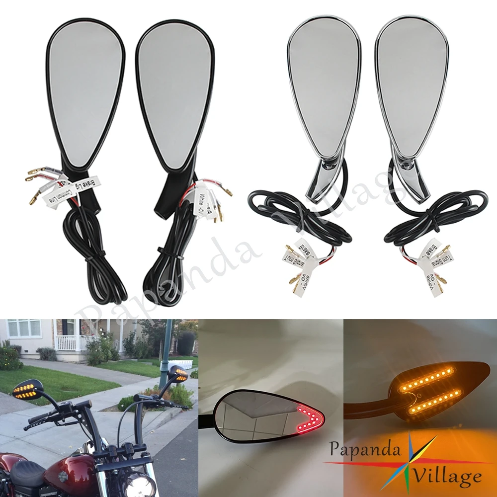 Universal Motorcycle Rearview Mirror for Harley Pan America 1250 RA1250 Special RA1250S CVO RA1250SE Side Mirrors with LED Light