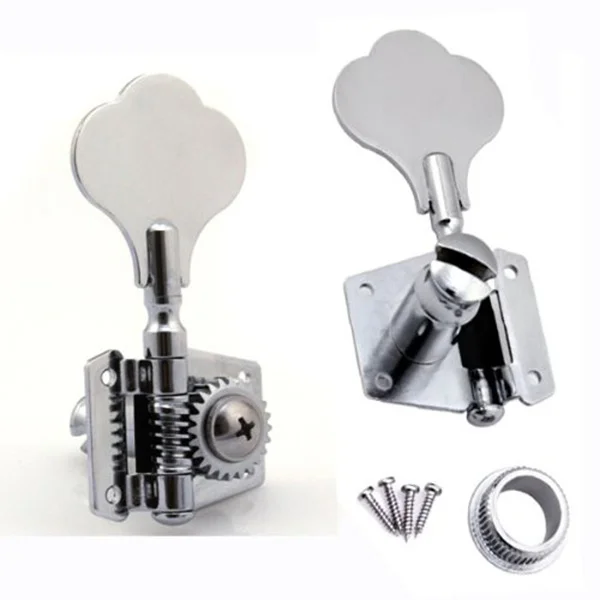 

4 R Electric Bass Tuners Tuning Pegs Machine Head Heads Elephant Ear Button Silver 4R