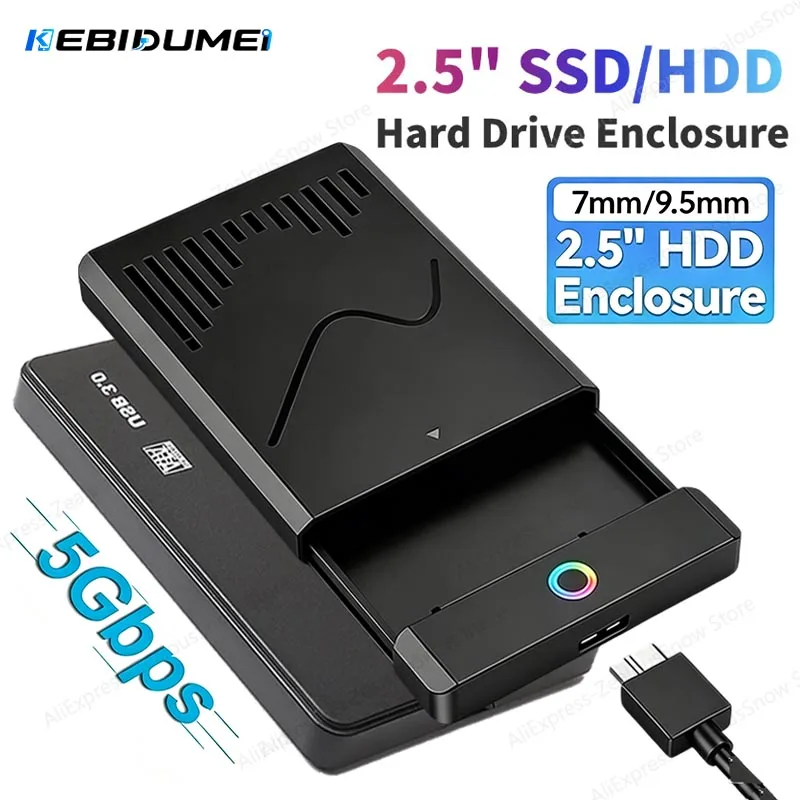 KEBIDUMEI 2.5" External Hard Drive Enclosure USB 3.0 5Gbps Hard Disk Case 6TB Supports 7mm 9.5mm Disk SATA SSD HDD For Laptop PC