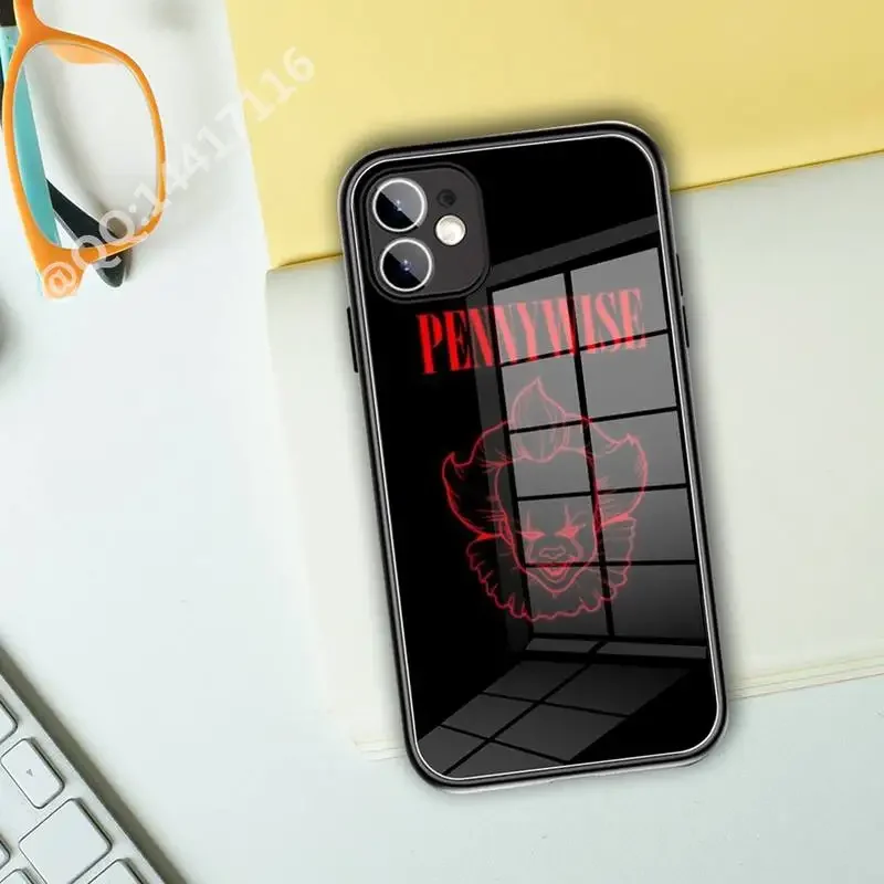 Phone Case Tempered Glass For iPhone 14 15 13 11 Pro XR XS MAX 8 7 Plus 12 Mini Pennywise The Clown Horror Full Coverage covers