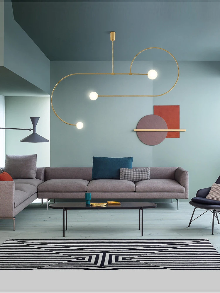 

Geometric Line Chandelier Nordic Arc Suspension Pendant Lamp Ceiling Hanging Fxiture for Living Dining Room Kitchen