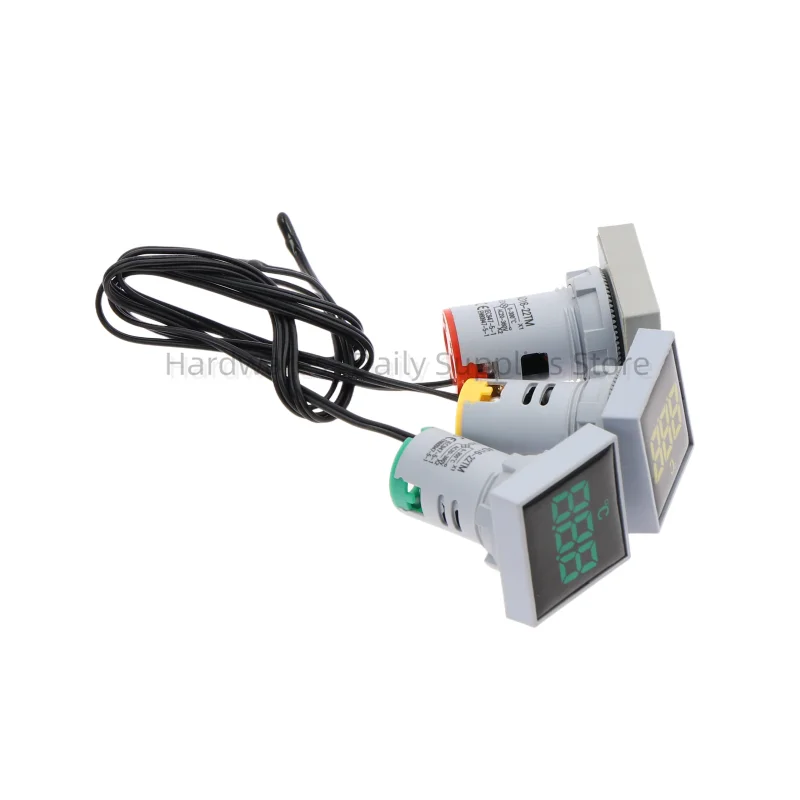 Mini LED Indicator 22mm Digital Display Thermometer Meter -20-200 Degrees Voltage  AC20-380V Temperature Sensing Probe Wire