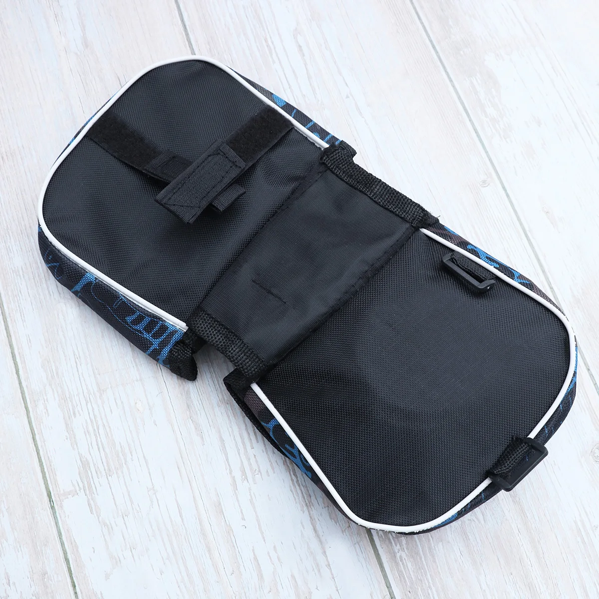 1Pcs Bike Handlebar Storage Bag Nylon Double Side Three Pockets Reflective Stripes Front Frame Pack for Road Cycling