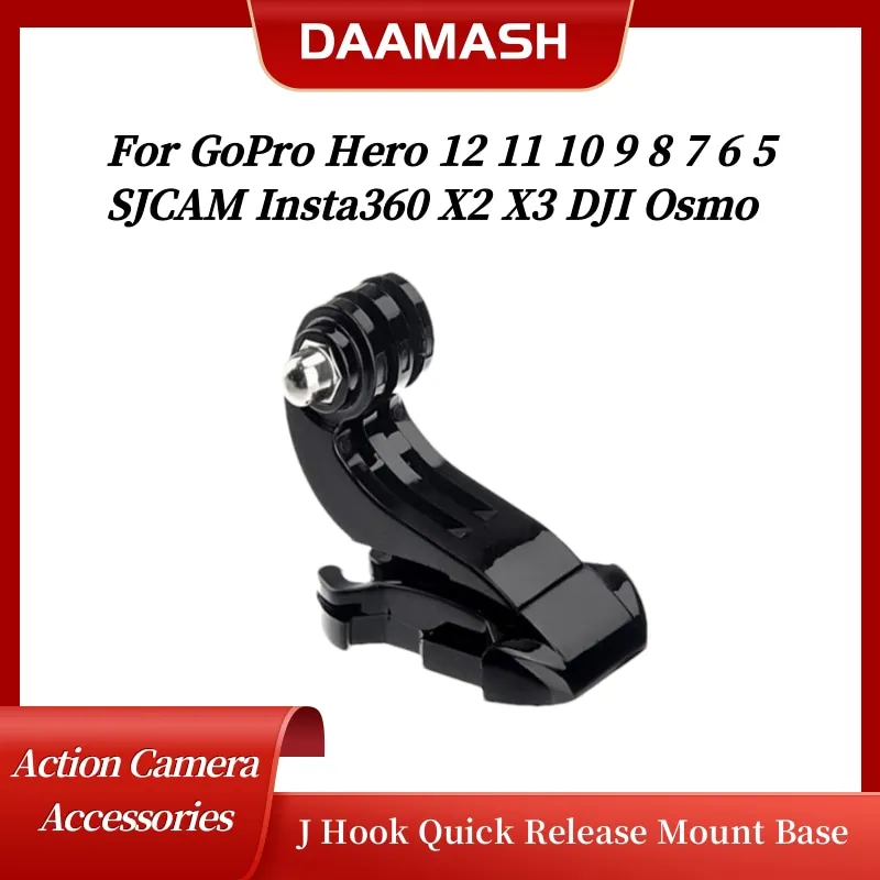 J Hook Quick Release Mount Base Screw Action Camera Accessories For GoPro Hero 12 11 10 9 8 7 6 5 SJCAM Insta360 X2 X3 Osmo