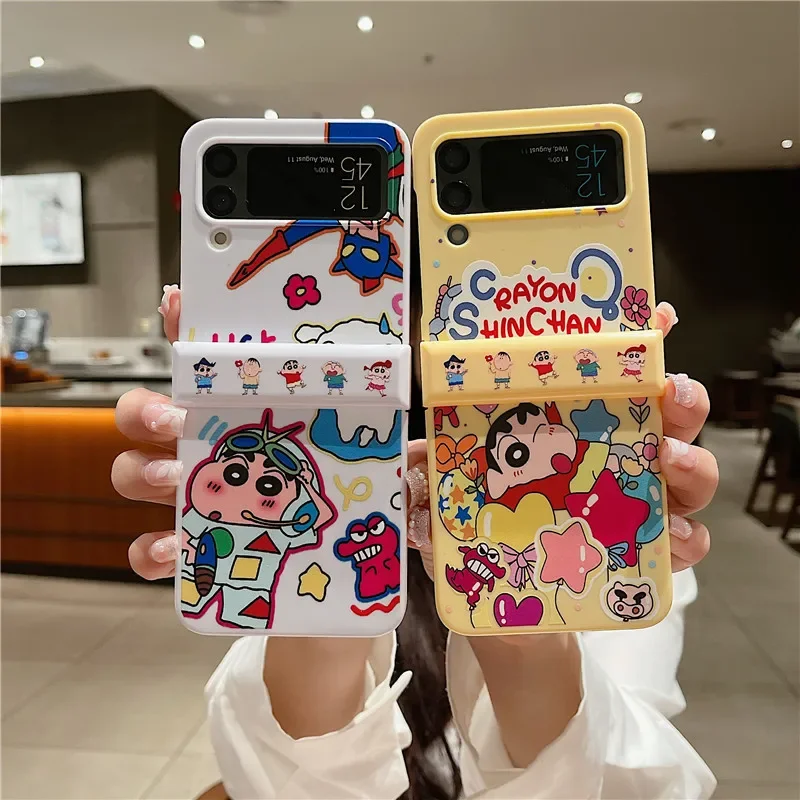 Luksusowe etui na telefon Anime Cartoon Noharas Shinnosukes do Samsung Galaxy Z Flip 3 4 5 5G Anti-drop Back Cover Funda