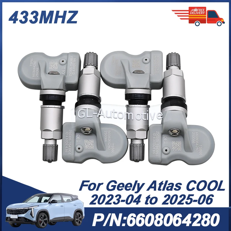 

Комплект из 4 датчиков давления в шинах TPMS 6608064280 для Geely Atlas COOL 2023-2025, 433 МГц