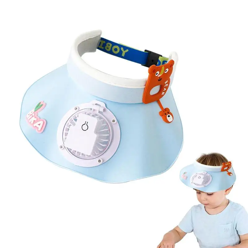 

Visor With Fan 3-Speeds Wind Fan Visor Hat For Kids Large Area Sun Protection Fan Hats To Keep Cool Breathable Hat With Built-In