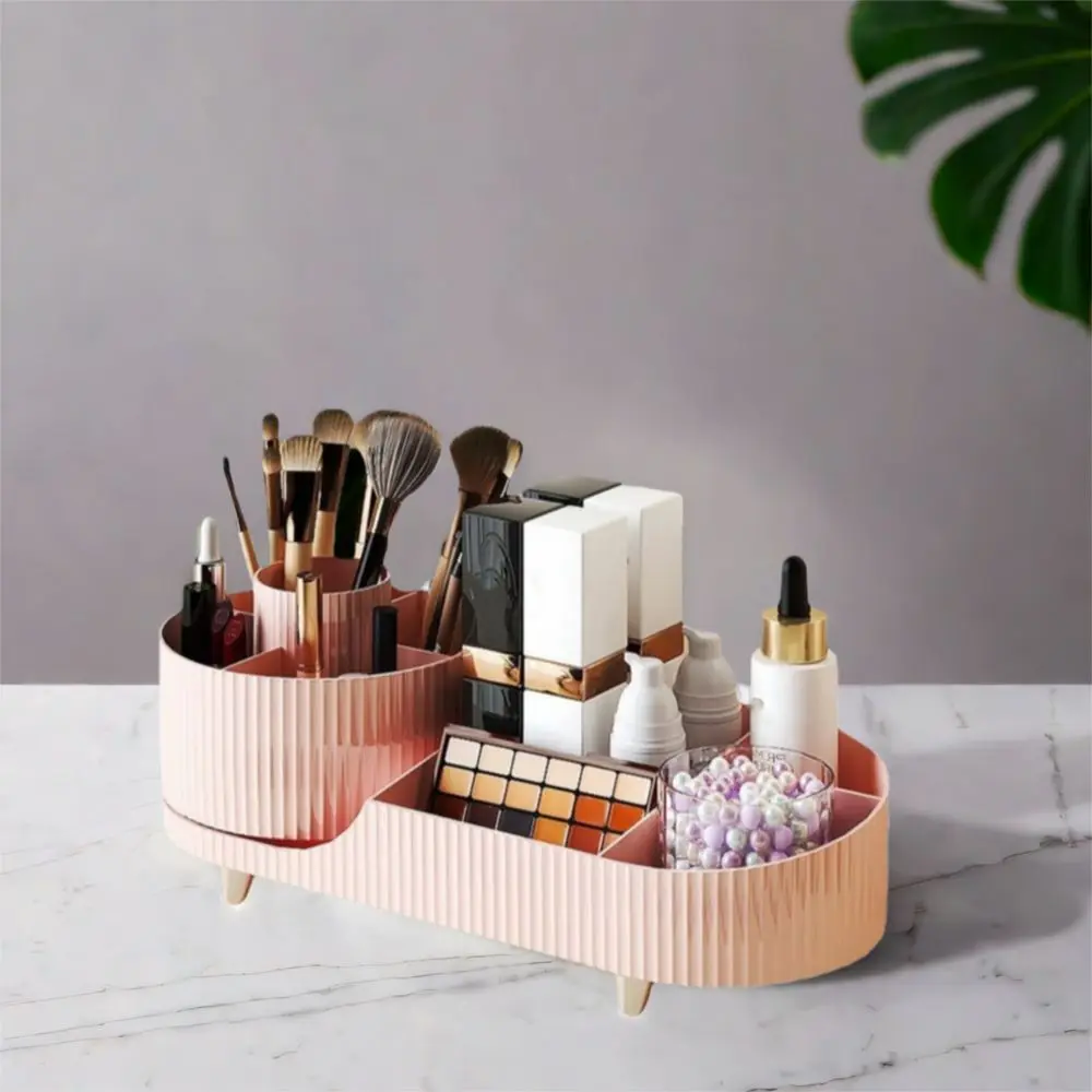 Plastic 360°Rotating Cosmetics Storage Box Large Capacity Anti-slip Cosmetic Display Case Space Saving Makeup Organizer for Home