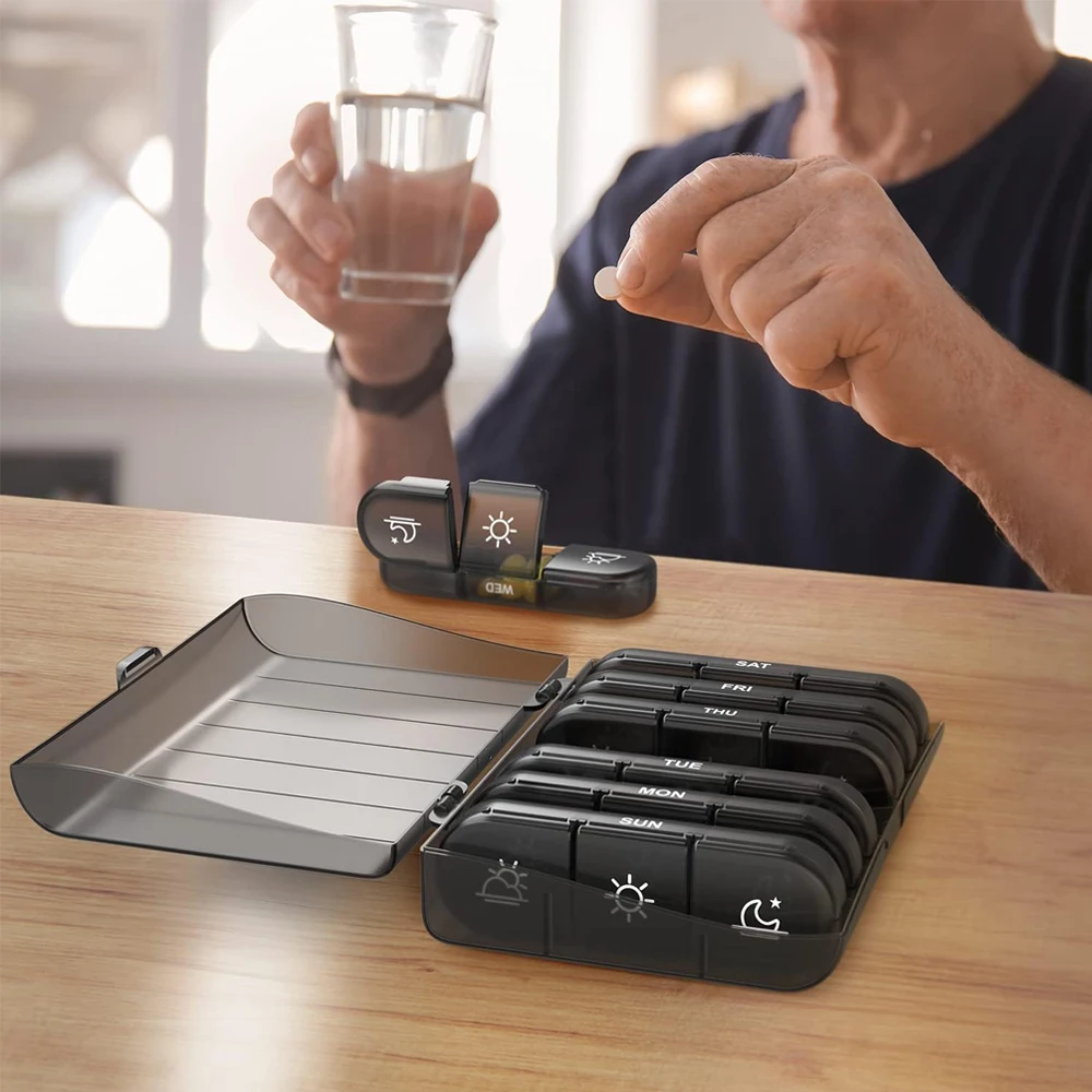 1pcspill box7 dias semanalmente 21 grades 3 vezes um dia caso pílula organizador portátil grande recipiente de armazenamento tablet vitamina óleos de peixe