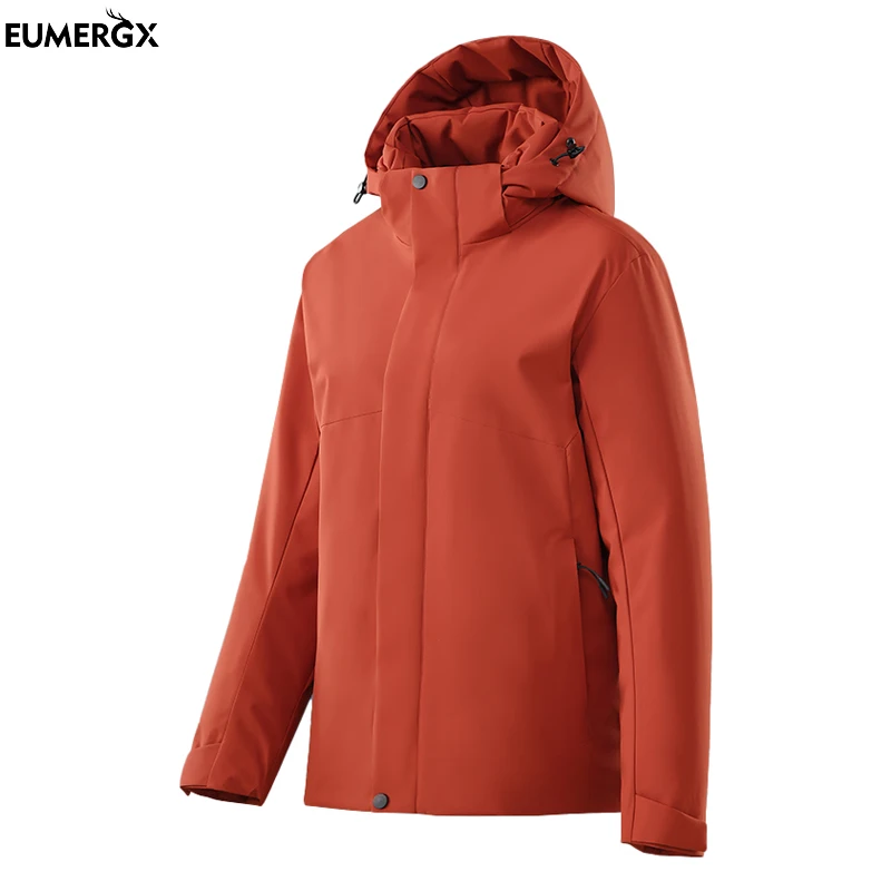 

EUMERGX Men's Women's Winter Waterproof Jacket Outdoor Fleece Warm Windbreaker Unisex Hiking Camping Climbing Skiing Rain Coat