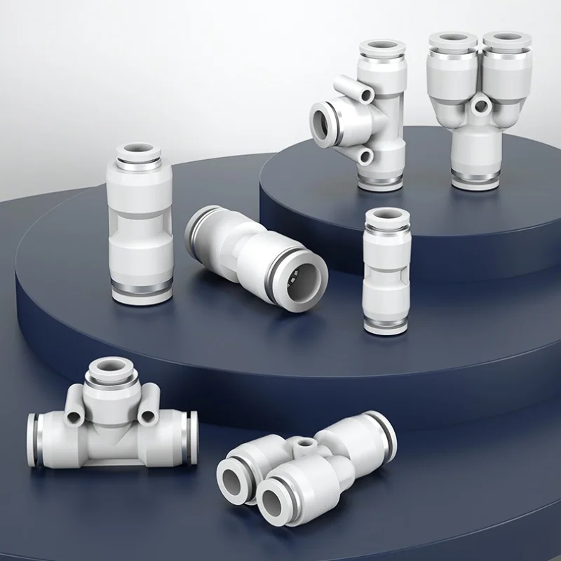Pneumatic Fitting  High strength plastics Pipe Connectors White Fittings BSP Thread Tube Connector PU PE PV PM 6mm 8mm Adapter