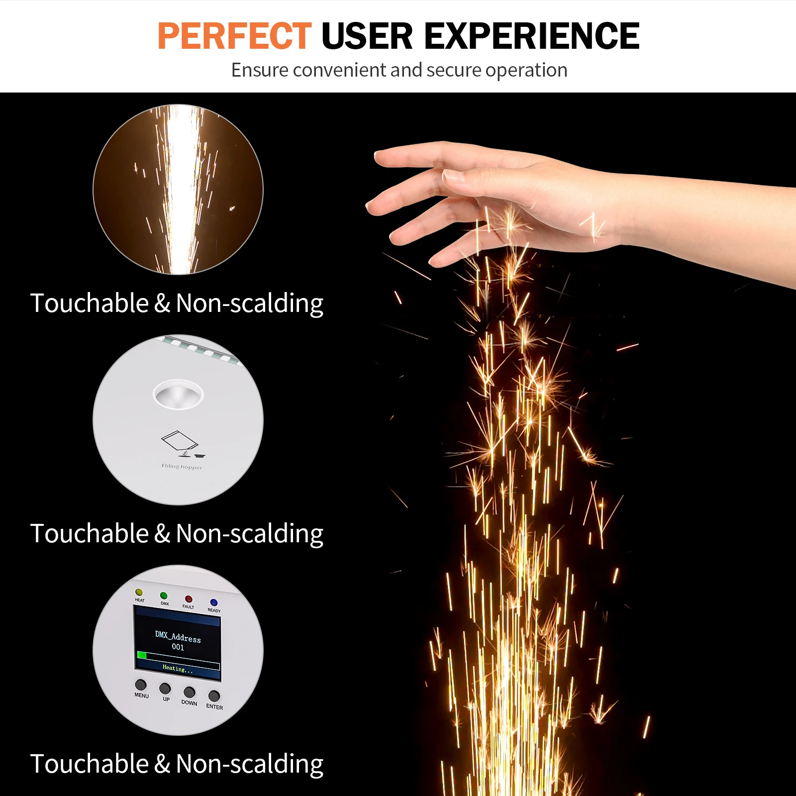 U'King 700 واط RGB LED مسدس آلة شرارة الباردة الأبيض الإلكترونية زهرة آلة الرش العلوي معدات المرحلة لعرض الموسيقى الطرف #5