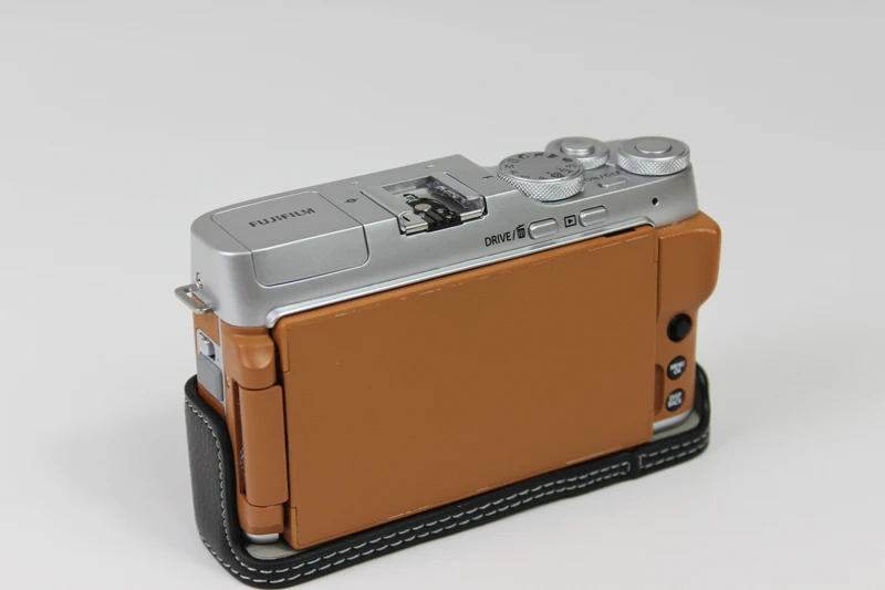 Capa de Couro Real Genuine para Fujifilm, Camera Bag, Half Body Base, Proteção Tampa Inferior Abertura, X-A7, XA7, XA5, X-A10, XA10, XA20