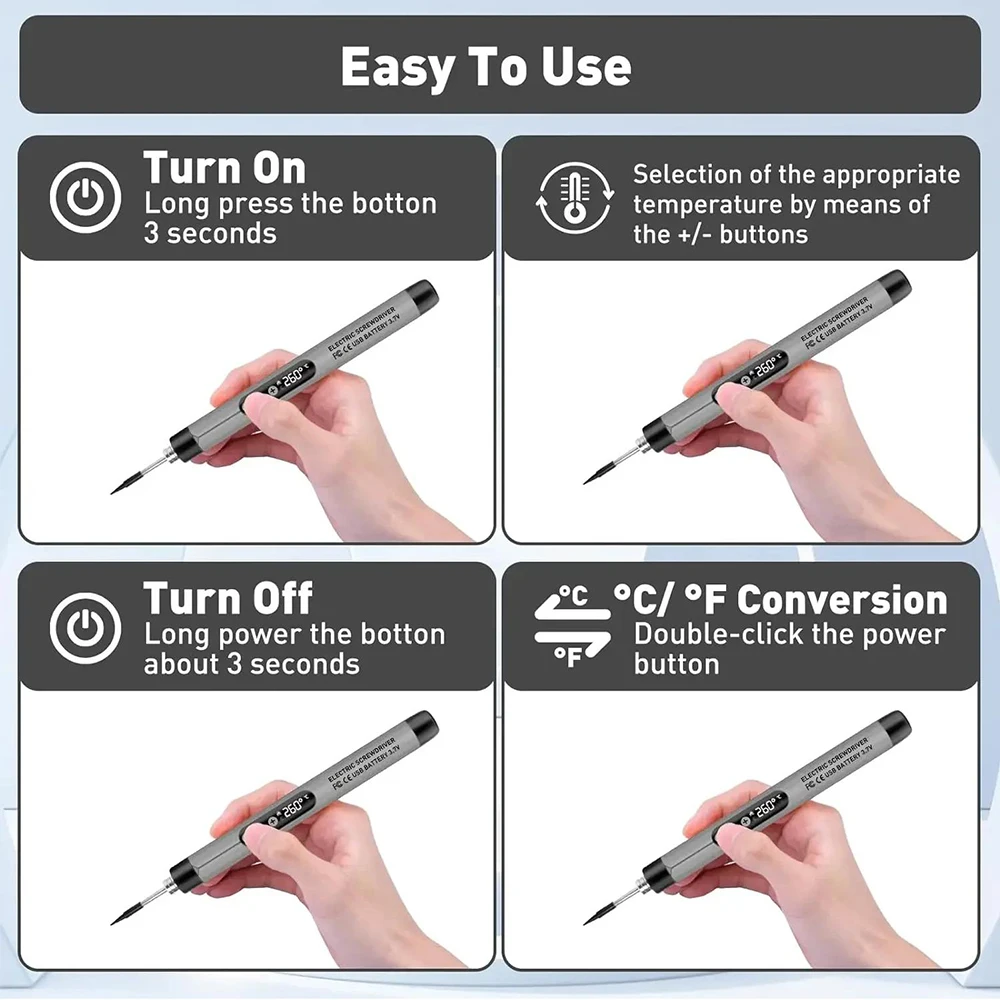 C200 USB Portable Electric Soldering Iron Kit Optional LED digital display Three Adjustable Temperature 300-420℃ Welding tools