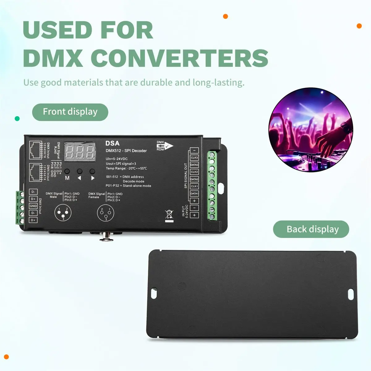 doyme Led Pixel DMX512 to SPI Decoder for DMX Converter MAX900 Dots TTL Pixel Controller DC5V-24V