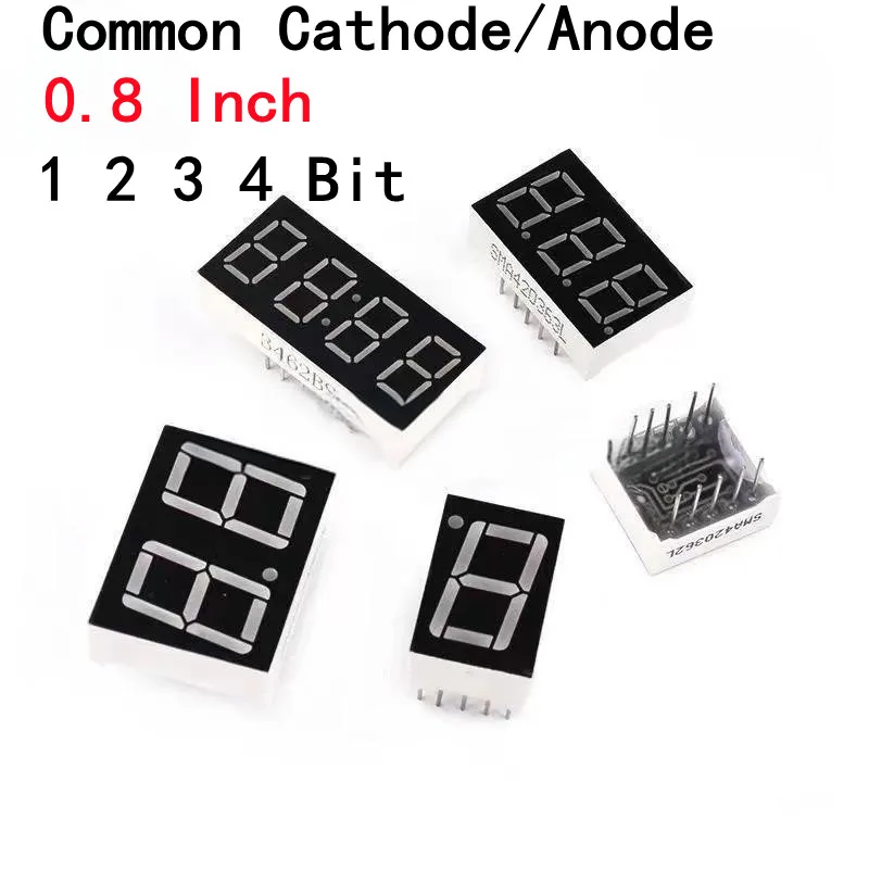 5PCS 0.8inches LED display LED 7 segment display 1/2/3/4 digits red common cathode/anode high-brightness red