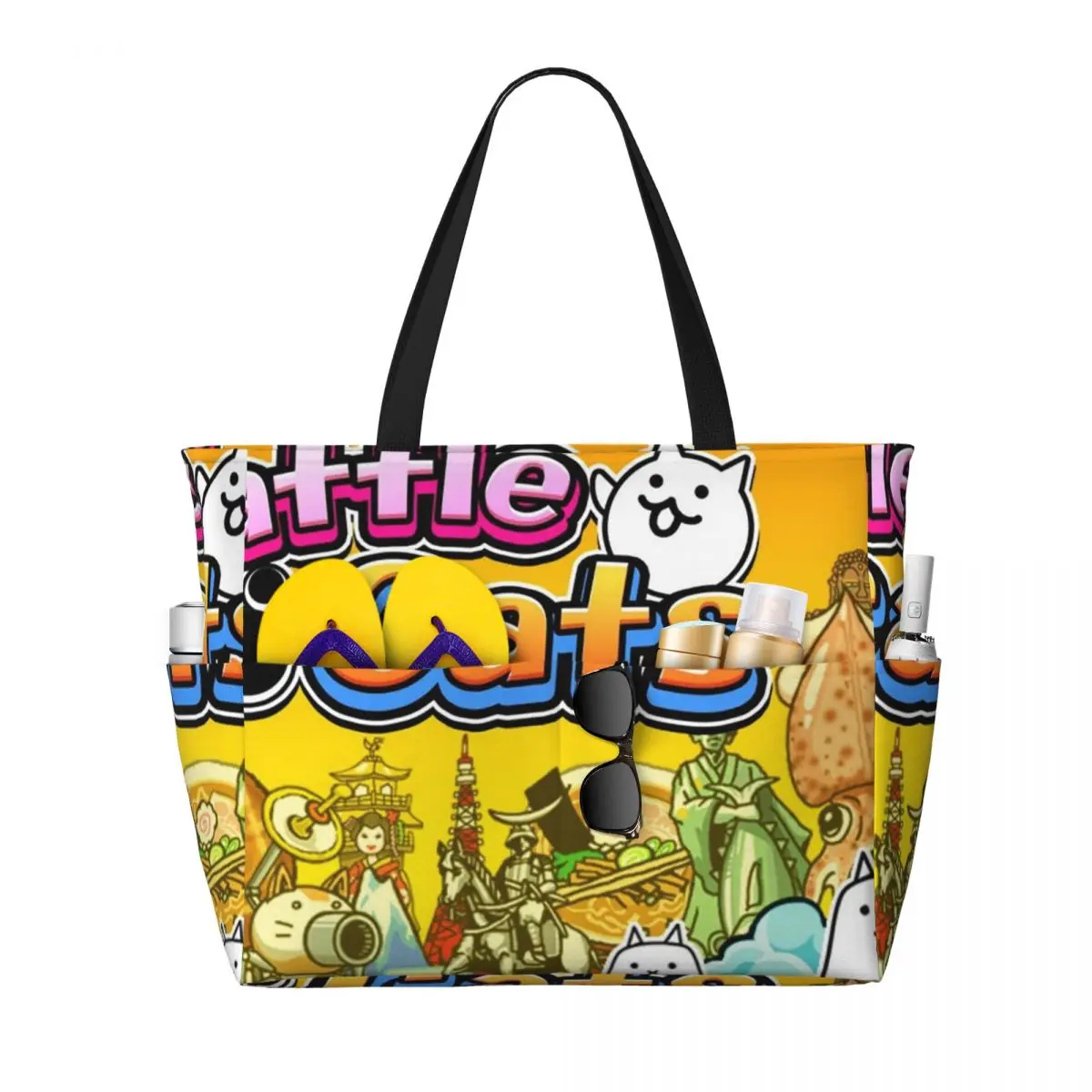 Nyanko Great War Battle Cats Beach Tote Bag Sport Gym Yoga Duffle Large Tote Bag Women Travel Bag Fitness bag