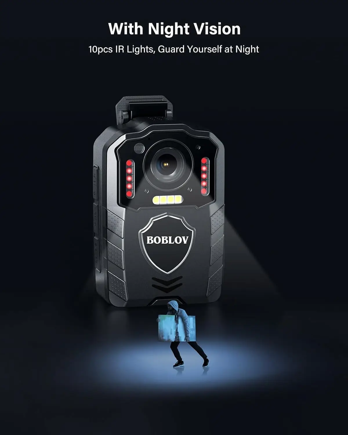 BOBLOV KJ25 1080P HD Police Body Camera, 3000mAh , Night Vision Lightweight Portable, Affordable Security Cam for Outdoor
