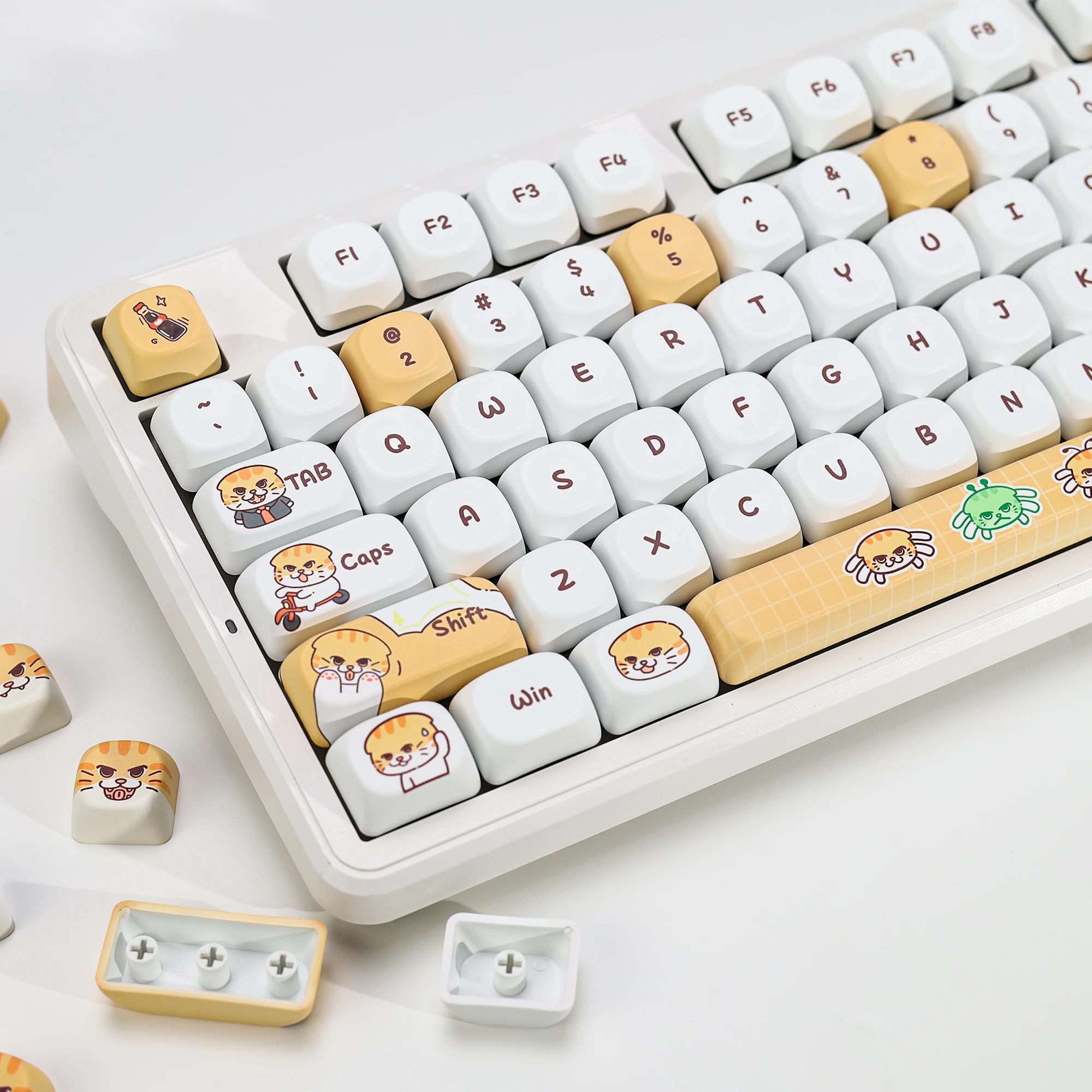 KBDiy Cute Bad Cat Theme Keycaps PBT KOA Profile ISO Keycap Cherry MX Switch For Alice Mechanical Keyboard Gaming Aula F87 Pro