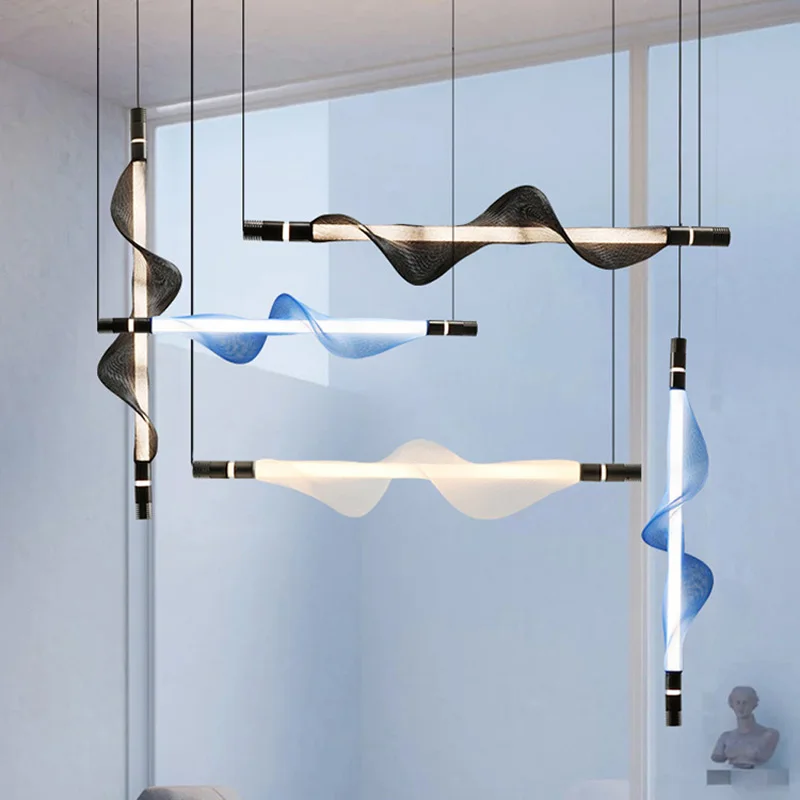 Acrílico Wave Designer Chandelier, lâmpadas suspensas, suspensão Luminária, Luminária Lampen para Foyer, LED Postmodern, Nova Tendência, 2024