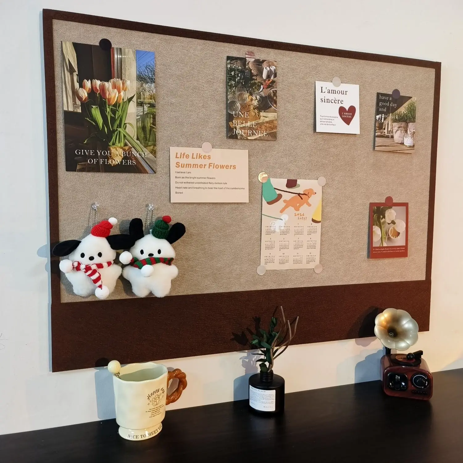 

Japanese Felt Board Wall Stickers Photos Message Diy No Punching Wallpaper Decorating Board Desktop Dormitory Bedroom Decor