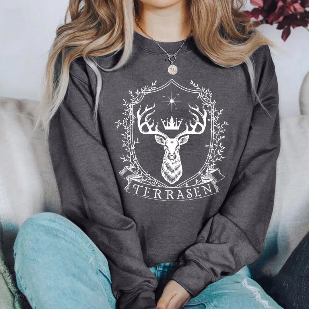 Terrasen Throne of Glass Sweatshirt Sarah J Maas Series Hoodie TOG ACOTAR Vintage Pullover Women Crewneck Sweatshirts Fans Gift