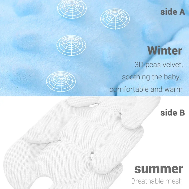 وسادة عربة أطفال للفصول الأربعة، وسادة مقعد سيارة للأطفال الرضع، مرتبة حرارية عامة، مرتبة شبكية قابلة للتنفس، متوفرة من جانبين