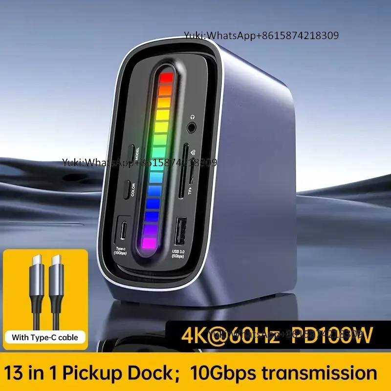New Design Wholesale USB C Hub 10Gbps 13 in 1 USB 3.1 Adapter with 3xType-C 100W and 3xUsb-A Docking Station for