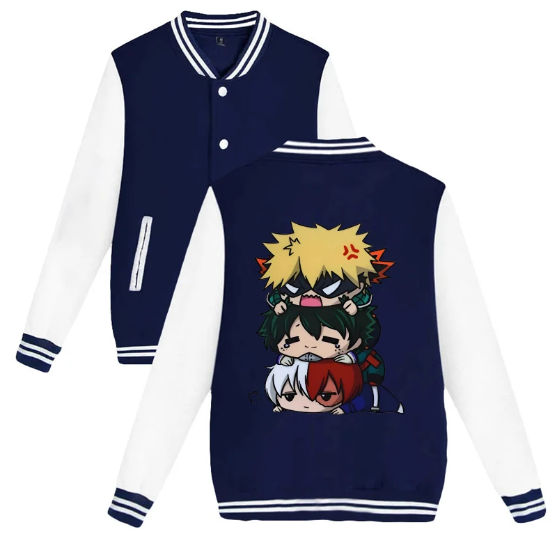 New Deku Bakugou Katsuki Todoroki Shoto Print Sweatshirts Women Men Casual Baseball Jacket Harajuku Jersey Coat