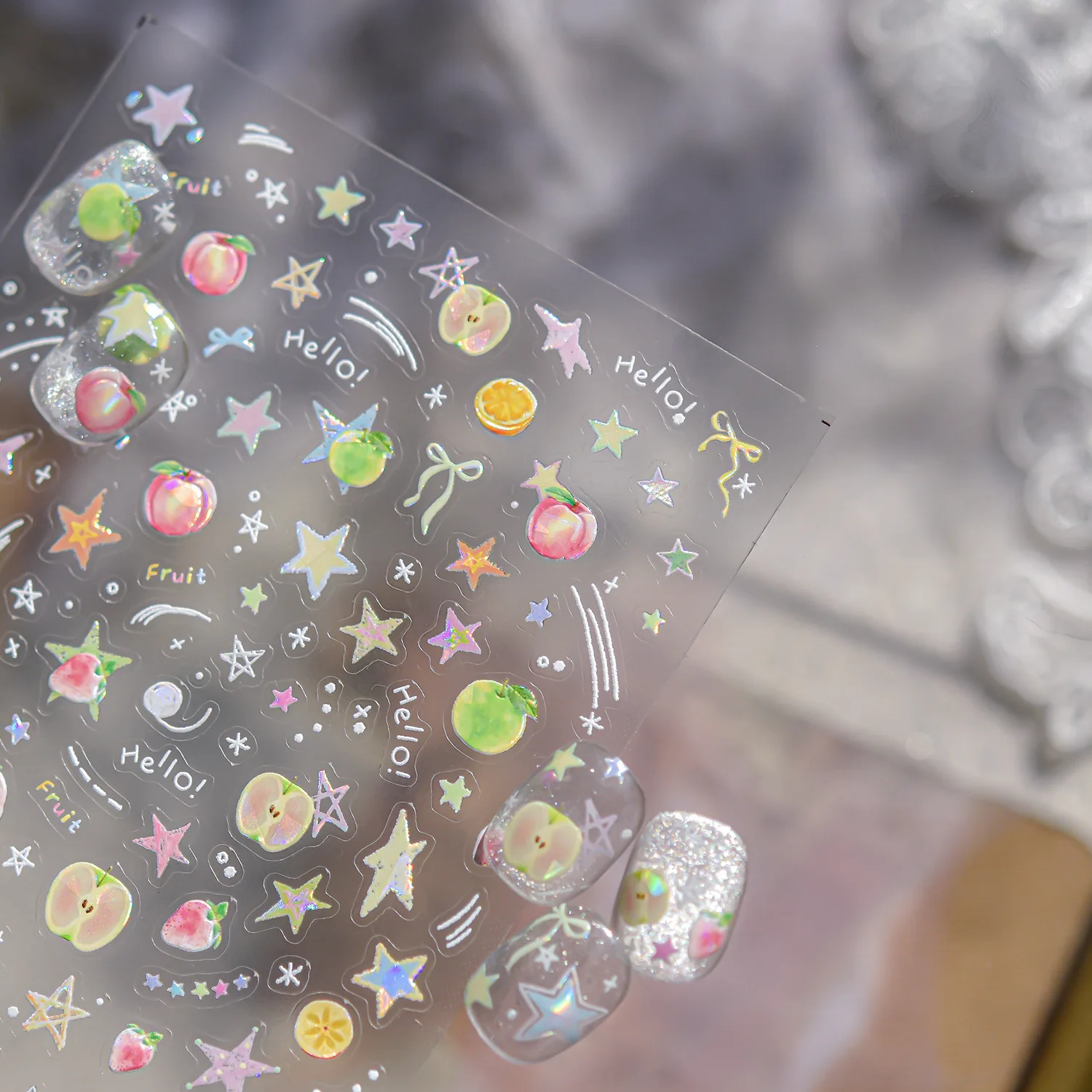 

5D Shell Light Nail Sticker Small Fresh Colorful Fruit Nail Art Stickers DIY Self Adhesive Summer Nail Art Parts Manicure Decals