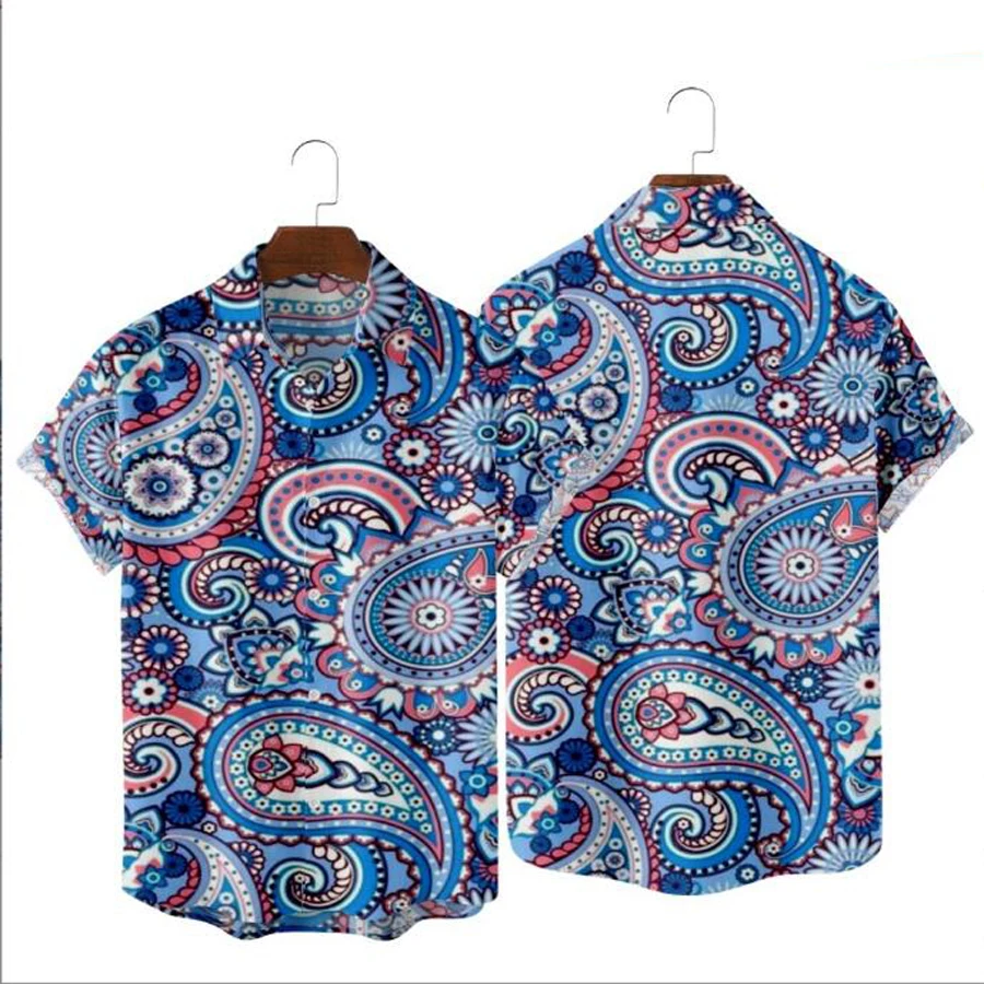 

Bandana Paisley Shirt Men Hawaiian Shirt 2022 Summer Fashion Vintage Shirt Beach Wear Holiday Hawaii Shirt Camisa Masculina