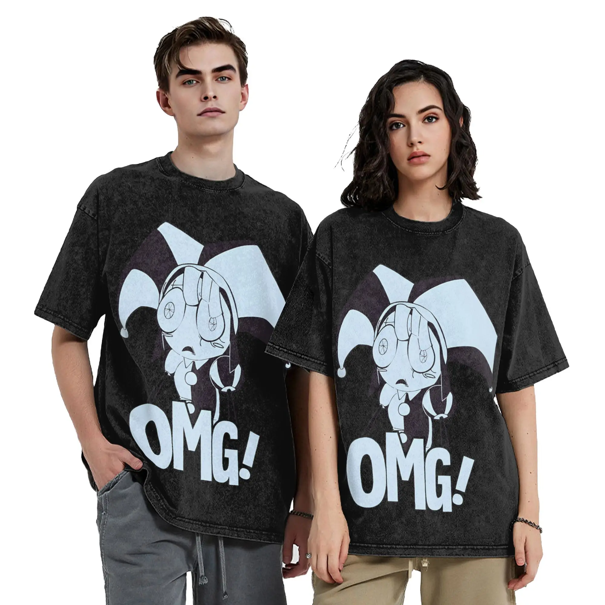 Worlds of Wonder Washed T Shirts Streetwear Retro T-Shirt Cartoon Digitals Circus Tees for Men Women Short Sleeve Summer