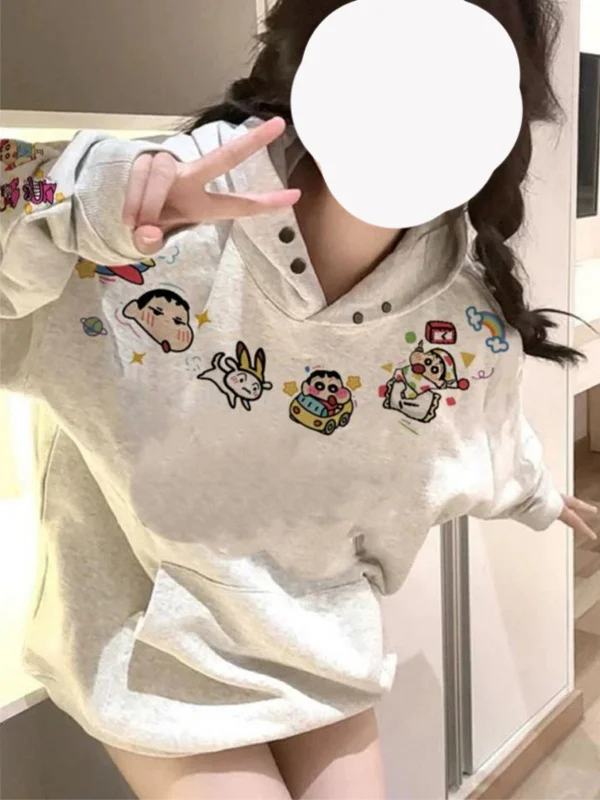 

Женский свитер с капюшоном и капюшоном в стиле ретро в американском стиле, свободный утягивающий универсальный топ для осенне-зимней повседневной одежды